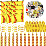 LEIFIDE 148 Pcs Softball Gift Softball Party Favors Makeup Bag Bracelet Keychain Stickers Hair Ties for Sport Birthday Decoratio