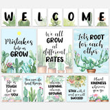Decorably 15 Welcome Cactus Classroom Decor for Elementary, High School - Inspirational, Matte-Laminated Succulent Theme Posters