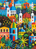 Cross & Glory - Vivid Vistas of Mexico - 1000 Piece Jigsaw Puzzle for Adults | Vibrant Folk Art Puzzle | Best New Mexican City P