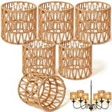 VIHOSE 6 Packs Rattan Lamp Shade Small Wicker Pendant Light Shade 3 Pcs 4.7'' and 3 Pcs 5.5 Woven Wicker Lampshades Replacement 