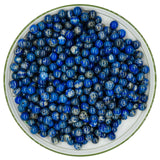 WHNKFB 10mm 50PCS Natural Lapis Lazuli Round Beads, Deep Blue Pyrite-Flecked Loose Gemstone Beads for Jewelry Making Craft - 4mm