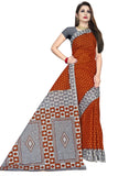 Tamaira Fashion Womens Plain Weave Pure Cotton Saree Without Blouse Piece (Ab15_Rust Brown And Grey)