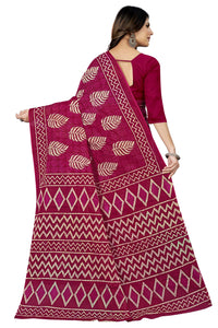 Tamaira Fashion Women'S Batik Printed Pure Cotton Saree Without Blouse Piece(2458_Darkpink)