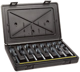 Chicago Latrobe 190F Series HighSpeed Steel ReducedShank Drill Bit Set With Plastic Case, Black Oxide Finish, Flatted Shank, 1