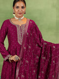 Libas Maroon Silk Blend Embroidered Kurta Sets For Women Maroon Xl