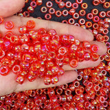 350pcs AB Color Pony Beads for Bracelets,6 * 9mm Red Acrylic Kandi Bead for Friendship Jewelry Making,Hair Beads for Braids(Red-