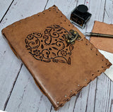 Purpledip Leather Journal Beating Heart: Vintage Design Diary Notebook (15178A)