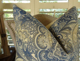 Plutus Brands Plutus Paciotti Handmade Throw Pillow, 20 X 30 Queen, Navy/Blue/Taupe
