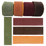 Meseey Fall Burlap Ribbon 1.5 Inch Spring Moss/Orange/Brown/Burgundy Burlap Wired Ribbon for Big Bow,Wreath,Outdoor Decoration(F