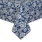 Nautical Blue Floral Print Outdoor Tablecloth With Zipper 60X120