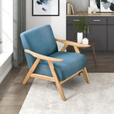 Lexicon Mid Century Modern Accent Chair with Solid Wood Frame in Natural Finish, Textured Fabric Living Room Lounge Arm Chair, T