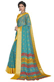 Glory Sarees Womens Organza Bandhani Saree With Blouse Piece (Organza101_Firozi)