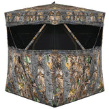 Tangkula 3 Person Pop up Ground Blind, Portable Hunting Blind with Mesh Windows, Carrying Bag & Ground Stakes, Camouflage Huntin