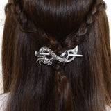 Norse Celtic Wedding Hair Accessories-Viking Antique Silver Dragon Hair Sticks Hairpin Viking Hair Slide Hairpins Men Clips Hair