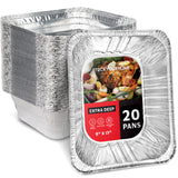 (20 Pack) Deep Aluminum Pans 9x13, Heavy Duty 4Deep Foil Pans Disposable Catering Trays, Baking Tins, Large Food Containers 