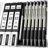 Four Candies Metal Mechanical Pencil Set - 6PCS 0.9mm Art Mechanical Pencils & 360PCS HB Lead Refills & 3PCS Erasers & 9PCS Eras