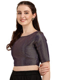 Oomph! Jacquard Blue Readymade Blouse For Women - Rbbl78M