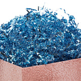 UNIQOOO 1 LB Metallic Blue Crinkle Cut Paper Filler Strands Shred, Blue Foil Sparkle Grass Shredded Raffia Tissue Craft Bedding 