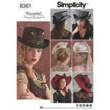 Simplicity 8361 Womens Steampunk Hat Sewing Pattern, Sizes SL