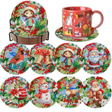 Denylo pro 8 Pcs Christmas Diamond Art Coasters Kits with Holder DIY Christmas Diamond Art Coaster Non Slip Coaster for Adults X