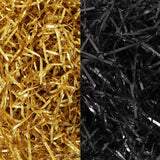 MARFOREVER 200g Black Gold Crinkle Cut Paper Shred Shredded Paper Grass Confetti Stuffing for Christmas New Year Halloween Holid