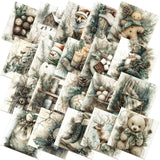 Ganeen 60 Pcs 10 x 10 Inch Vintage Green Christmas Quilting Fabric Squares Snowman Fat Patchwork Precut Strips Gingerbread Reind