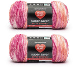 Red Heart Super Saver Bitty Stripes Sweetie Yarn - 2 Pack of 283g/10oz - 100% Acrylic - #4 Worsted (Medium) - 515 Yards - Knitti