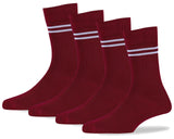 Rc. Royal Class Boys & Girls Maroon Colour With White Strips Organic Cotton Calf Length School Socks (Pack Of 4 Pairs)(78 Years
