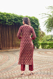 Anni Designer Women'S Cotton Blend Straight Printed Kurta With Pant Set (Garima Maroon-Vgt_M_Maroon_Medium),Maroon,M,Cotton Blend,Regular,Kurta