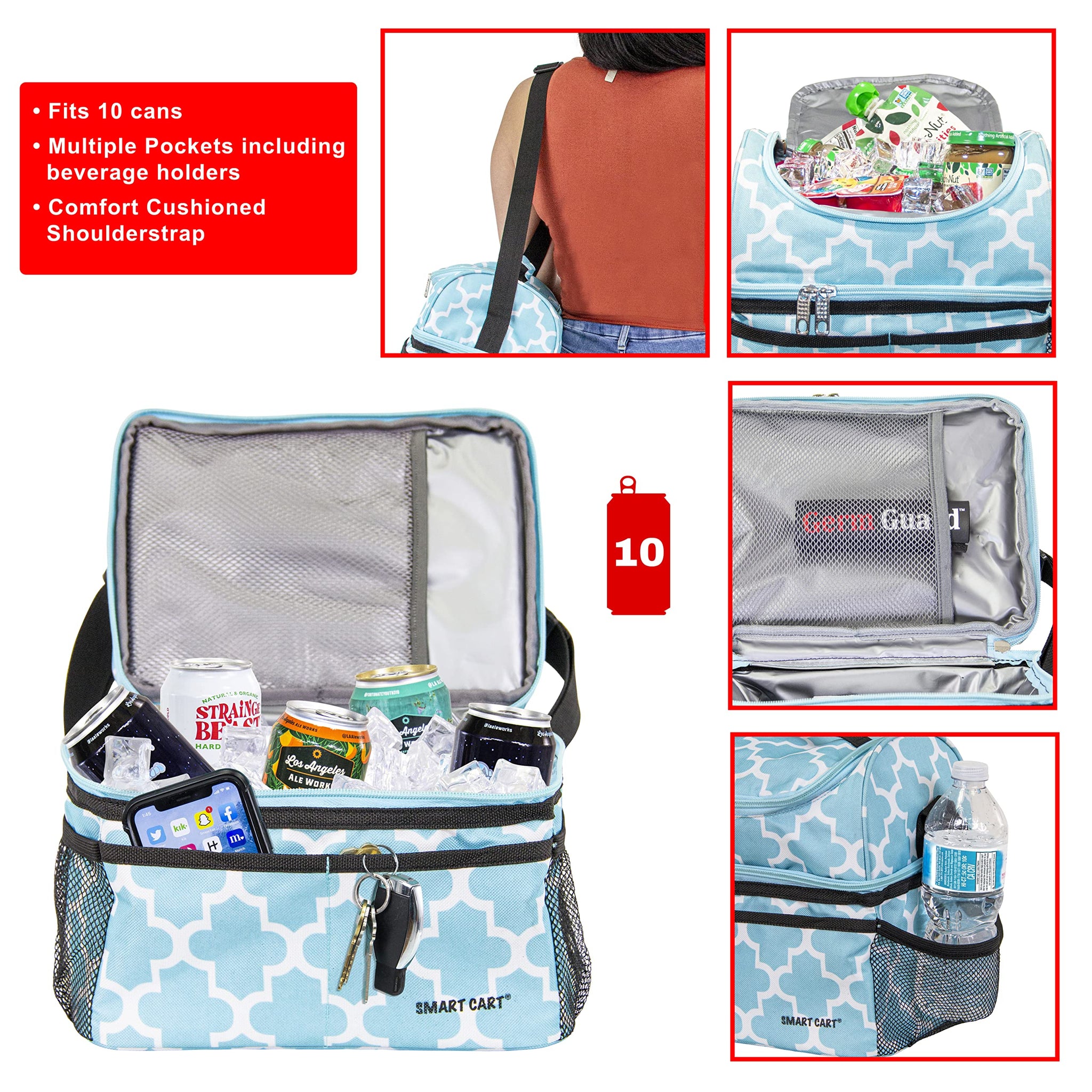 dbest products Ultra Compact Cooler Smart Cart Lunch Bag Insulated Tote Women Men Camping Accessories Beach Loncheras para Mujer