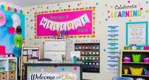 Confetti Pennants Welcome Bulletin Board