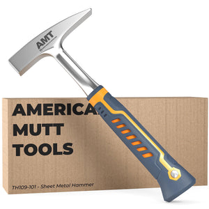 AMERICAN MUTT TOOLS Sheet Metal Hammer - 18oz Tinners Hammer One Piece Forged - Tin Hammer Hvac, Duct Hammer Hvac, Sheetmetal Ha