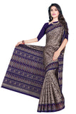 Tamaira Fashion Womens Plain Weave Pure Cotton Saree Without Blouse Piece(1362_Greyandblue)