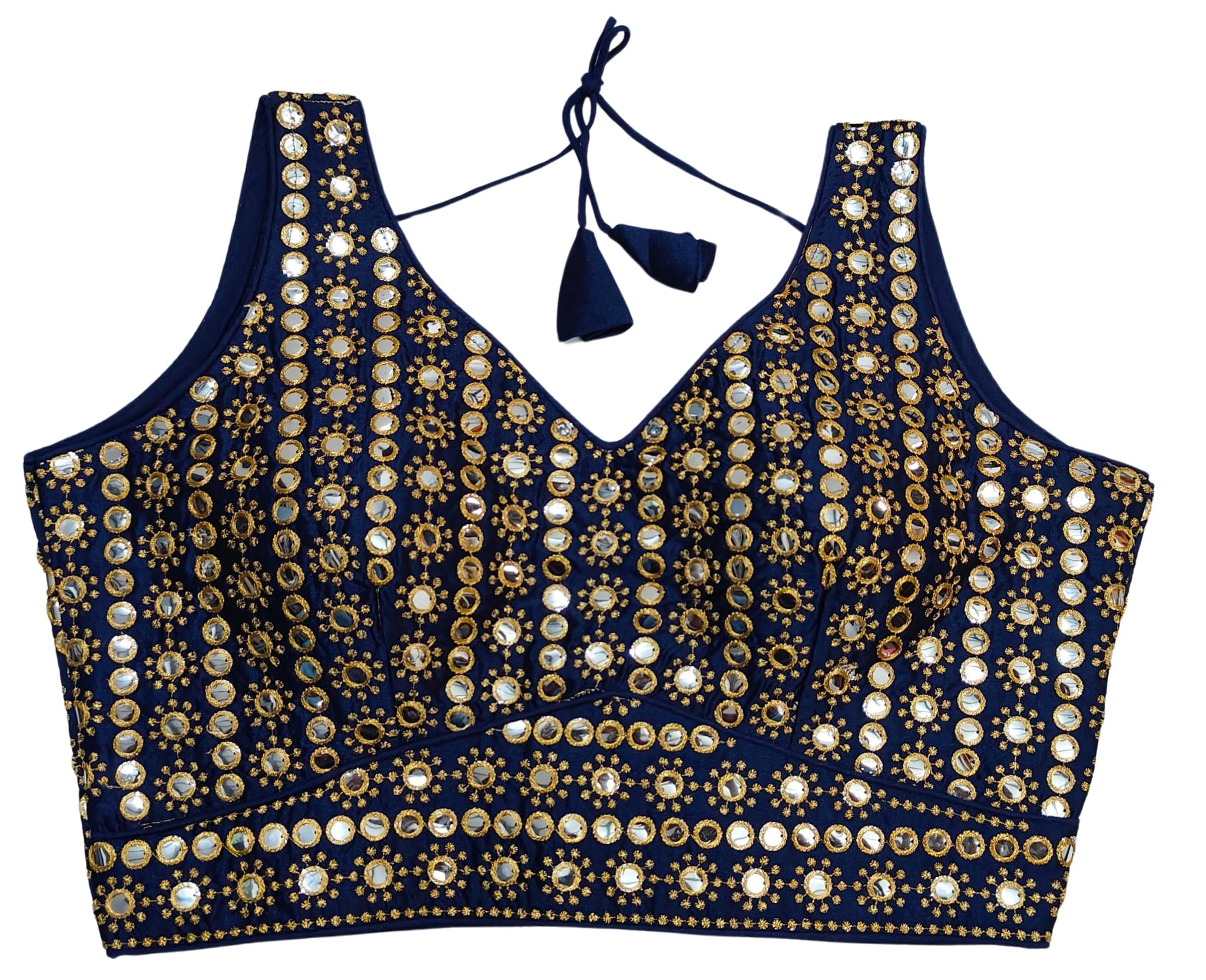 Pujia Mills Women's Readymade Blouse Sleeveless Blouse Embroidery jari Work Mirror Blouse Handwork Readymade Saree Blouse for Wo