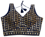 Pujia Mills Women's Readymade Blouse Sleeveless Blouse Embroidery jari Work Mirror Blouse Handwork Readymade Saree Blouse for Wo