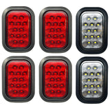 All Star Truck Parts 5x3 4x Red 2x White Rectangle Light 12 LED Stop/Turn/Tail Backup/Reverse Tow Truck Semi Trailer CM Flatbed 