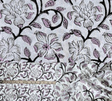 Indian Hand Block Print 60/60 Purple 100% Cotton Fabric by The Yard, Lightweight Floral Quilting & Sewing Fabric for Dressmaking