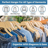 Wooden Suit Hangers with Bowed Contoured Shoulders, Natural Wood Finish