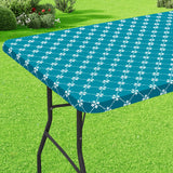 misaya Rectangle Vinyl Table Cloth, Elastic Fitted Tablecloth with Flannel Backing, Waterproof Plastic Table Cover Fits 4 Foot F