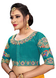 Vihu Fashion Womens Silk Floral Half Sleeve Regular Blouse (Vf Rakhi Rama 38