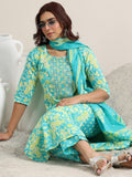 Libas Women Cotton Kurta Set (400348, Blue, Small)