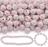 100 Pcs Pink White Rhinestone Beads for Jewelry Making, Sparkle Crystal Clay Christmas for Bracelet Baseball Necklace Earring Cr