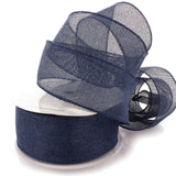 Ribbon Traditions 2.5 Wired Burlap Ribbon Denim Blue 10 Yards