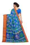 Gosriki Women'S Linen Cotton Floral Printed Saree With Blouse Piece (Pan Blue_Blue),Blue,,B097ZQDJGB