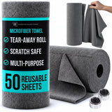 HearthCollections Microfiber Cleaning Cloth Roll, Reusable Tear Away Towels, Ultra Absorbent Dish Rags for Car, Home, Garage (Gr