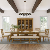 Jofran Telluride Rustic Distressed Pine 127 Trestle Farmhouse Dining Table With Extensions, Gold