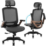 GABRYLLY Ergonomic Office Chair, High Back Home Desk Chair with Headrest, Flip-Up Arms, 90-120 Tilt Lock and Wide Cushion, Big a
