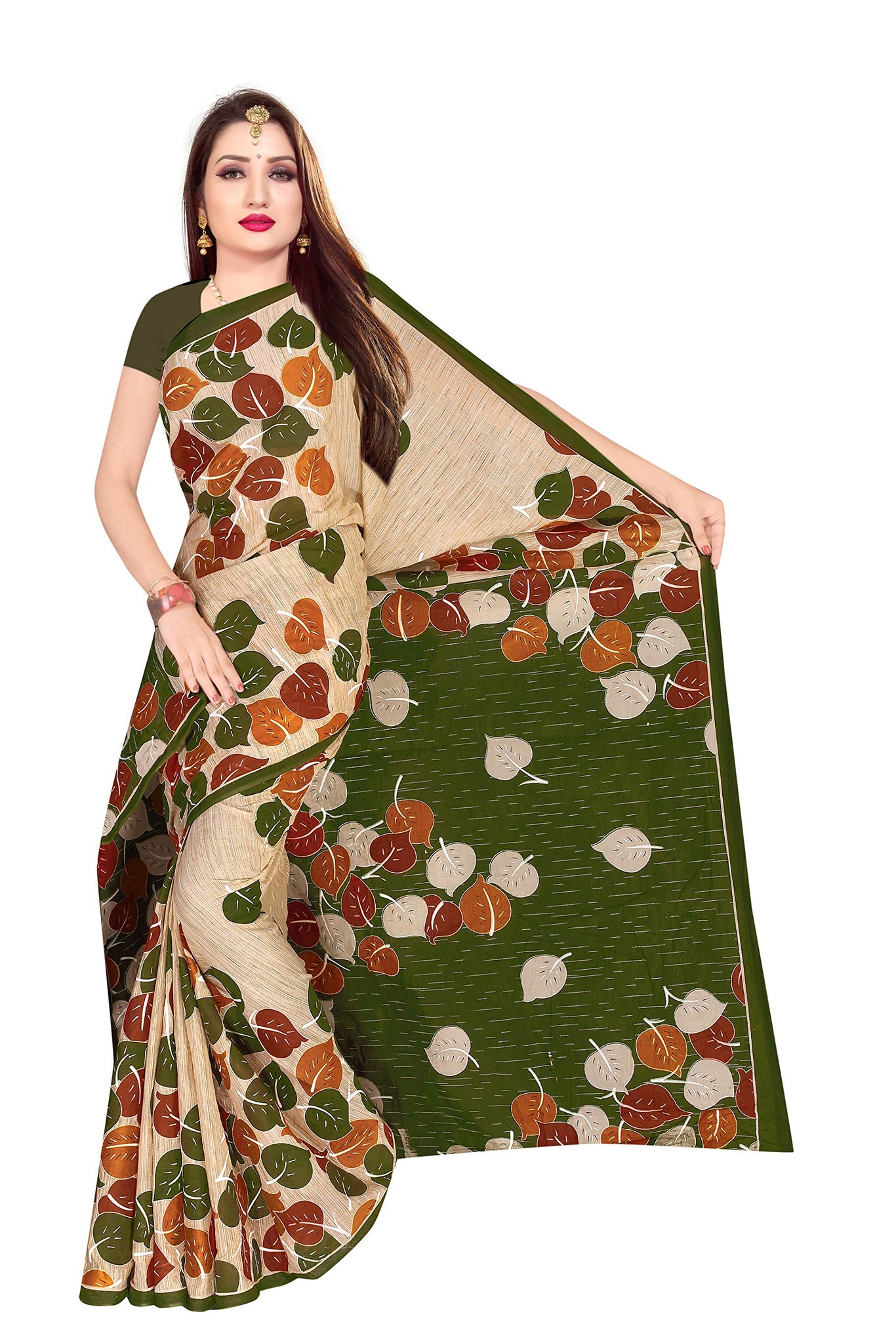 Tamaira Fashion Women'S Plain Cotton Saree (2158_Green)