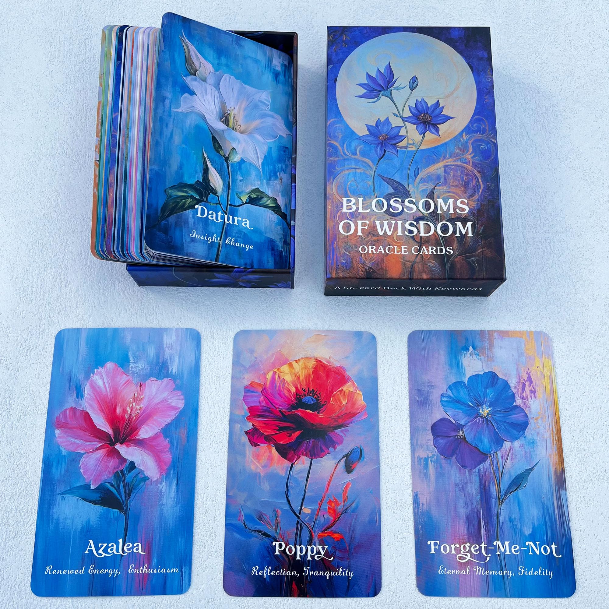 GZXINKE Blossoms of Wisdom Oracle Deck, Flower Oracle Cards for Beginners, Psychological Insight, Nature Oracle, Healing, Growth