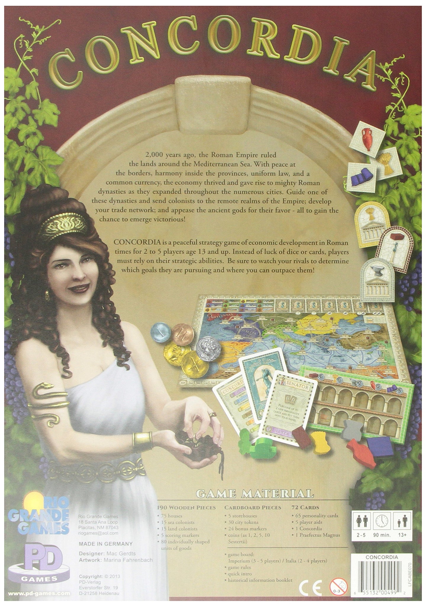 Rio Grande Games: Concordia, Historical Strategy Board Game, Average Play Time 90 Minutes, 2 to 5 Players, for Ages 14 and up